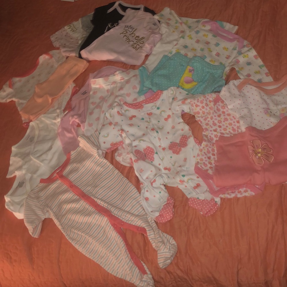 19 pcs baby girl lot from new born to 0-3 months